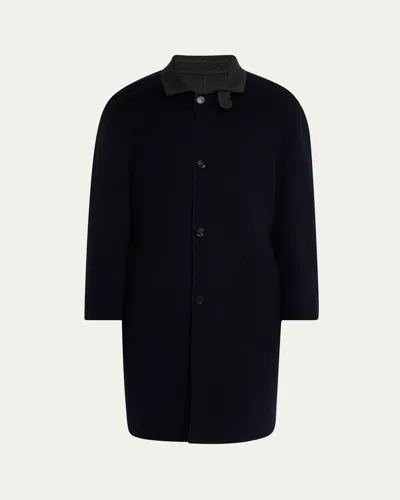 Brunello Cucinelli Men's Long Cashmere Button-front Coat In Black