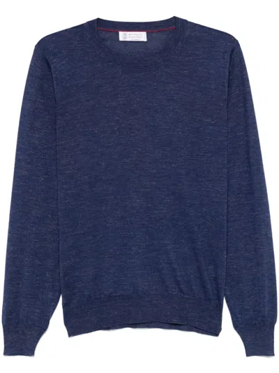 Brunello Cucinelli Men Long Sleeve Crew-neck Sweater In Multicolor