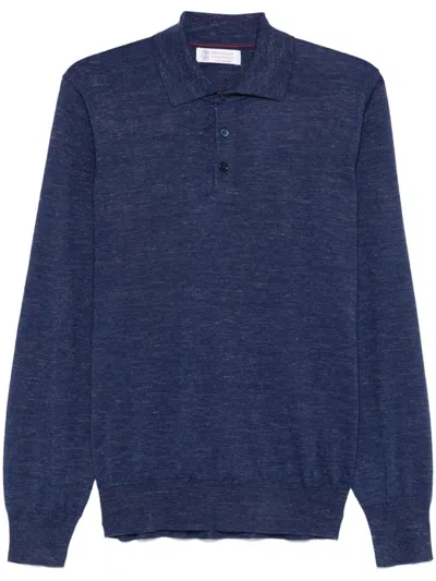 Brunello Cucinelli Men Long Sleeve Polo-neck Sweater In Multicolor