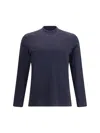 Brunello Cucinelli Men Long-sleeved Cotton T-shirt In Blue