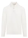 Brunello Cucinelli Ribbed Knit Long-sleeved Polo T-shirt In White