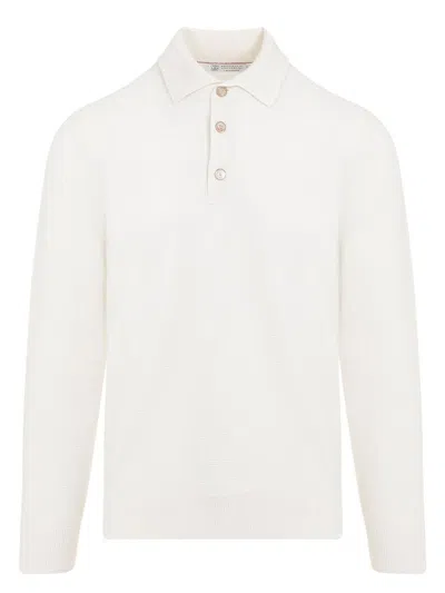 BRUNELLO CUCINELLI MEN'S LONG SLEEVES POLO WITH BOTTOMS T-SHIRT