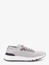 Brunello Cucinelli Men Low-top Cotton Knit And Leather Sneakers In Gray