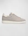 Brunello Cucinelli Men's Low-top Leather Sneakers In Light Grey