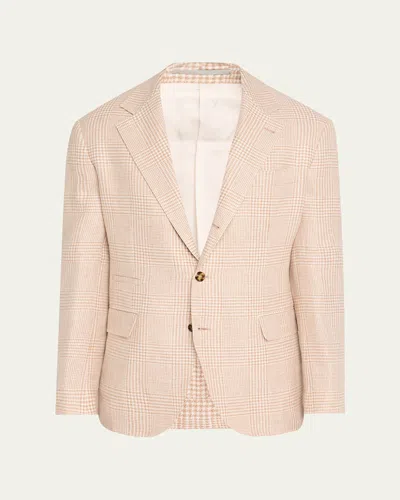 Brunello Cucinelli Men's Macro Prince Of Wales Single-breasted Sport Coat In Animal Print