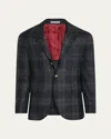 Brunello Cucinelli Men's Madras Plaid Sport Jacket In Anthracite