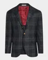 Brunello Cucinelli Men's Madras Plaid Sport Jacket In Anthracite