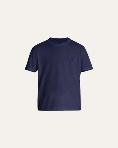Brunello Cucinelli Men's Marled Crewneck T-shirt In Navy