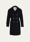 Brunello Cucinelli Men's Martingala Double-breasted Overcoat In Black
