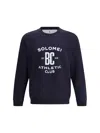 Brunello Cucinelli Sweatshirt In Blue With A Crew Neck And Pint In Purple