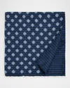 Brunello Cucinelli Men's Medallion-print Silk Pocket Square In Blue