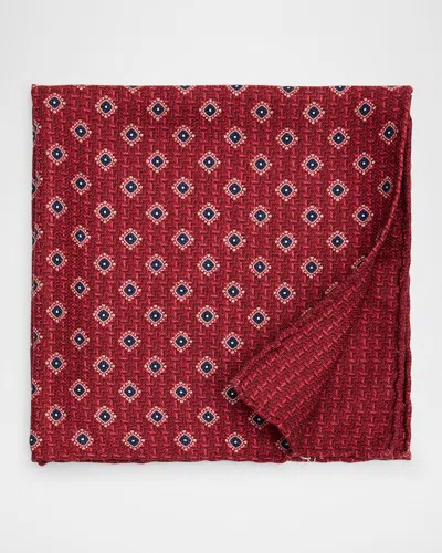 Brunello Cucinelli Men's Medallion-print Silk Pocket Square In Multi