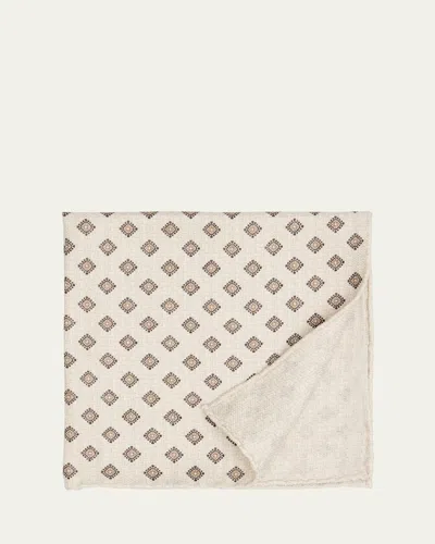 Brunello Cucinelli Men's Medallion-print Silk Pocket Square In Neutral