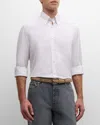 Brunello Cucinelli Men's Micro-bacchetta Stripe Cotton Sport Shirt In Purple