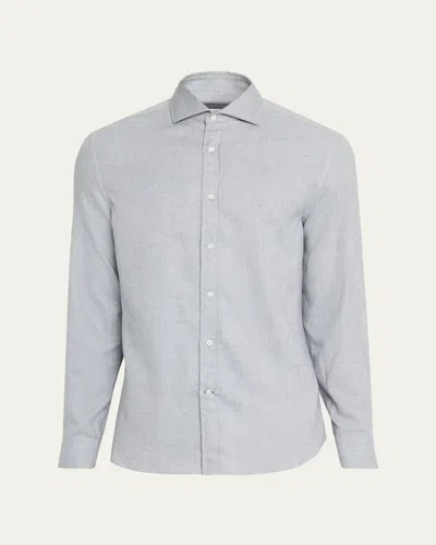 BRUNELLO CUCINELLI MEN'S MICRO-CHEVRON SPORT SHIRT