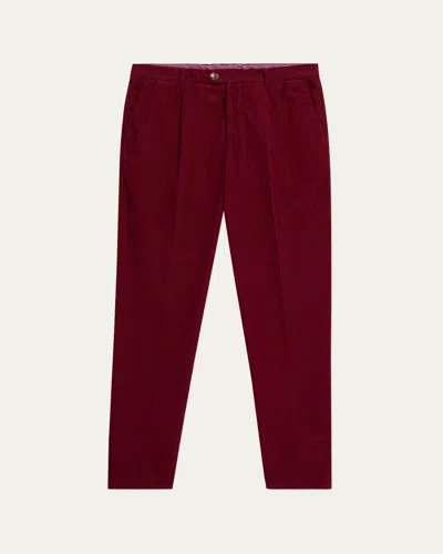 Brunello Cucinelli Men's Micro Corduroy Trousers In Red