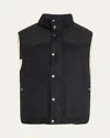 Brunello Cucinelli Men's Mixed Media Snap-front Down Vest In Charcoal