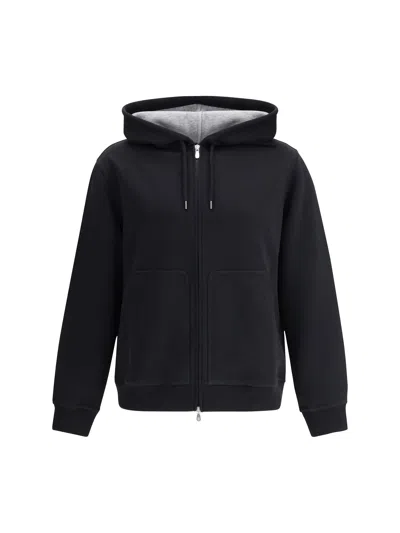 Brunello Cucinelli Men Monochrome Hoodie In Black