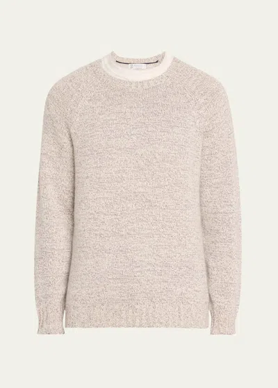 Brunello Cucinelli Men's Mouline Cashmere Crewneck Sweater In Purple