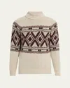 Brunello Cucinelli Geometric Jacquard Turtle Neck Pullover In Gray