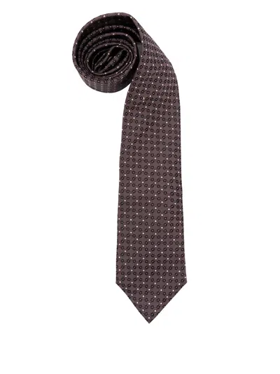 Brunello Cucinelli Men Necktie With Jacquard Pattern In Brown