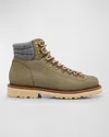 Brunello Cucinelli Calfskin Wool-trim Mountain Boots In Cjp40 Military