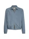 Brunello Cucinelli Suede Jacket Collared Design Elasticated Hem Pockets In Gray