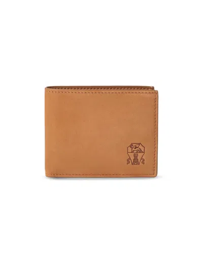 Brunello Cucinelli Men's Nubuck Wallet In Brown