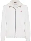 Brunello Cucinelli Men Bonded Nylon Hooded Outerwear Jacket With Logo In Multicolor