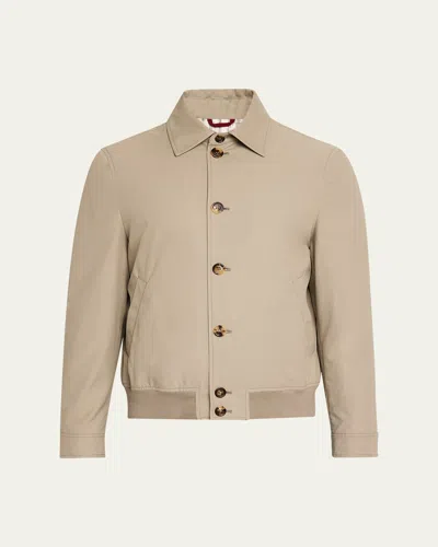 BRUNELLO CUCINELLI MEN'S NYLON BUTTON-FRONT BOMBER JACKET