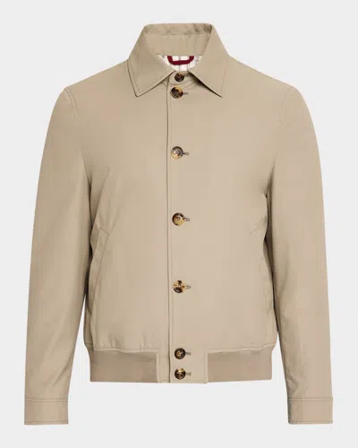 BRUNELLO CUCINELLI MEN'S NYLON BUTTON-FRONT BOMBER JACKET