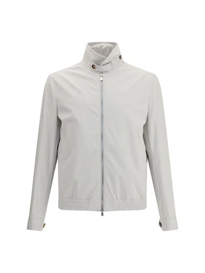 Brunello Cucinelli Men Nylon Jacket In Gray