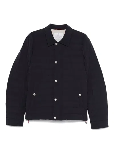 Brunello Cucinelli Quilted Shell Down Shirt Jacket In Black