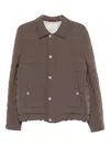 Brunello Cucinelli Short Quilted Down Jacket With Side Pockets In Brown