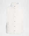 Brunello Cucinelli Techno Cotton Gabardine Down Vest With Shearling Insert In White