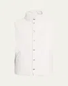 Brunello Cucinelli Men's Nylon Snap-front Down Vest In White