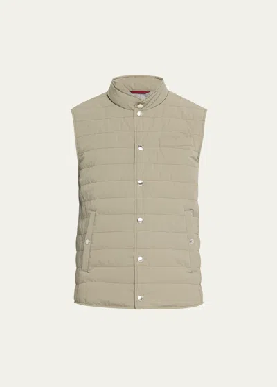 Brunello Cucinelli Men's Nylon Snap-front Vest In Military