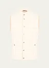 Brunello Cucinelli Men's Nylon Snap-front Vest In Off White