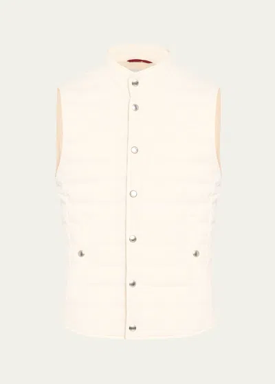 Brunello Cucinelli Men's Nylon Snap-front Vest In Off White