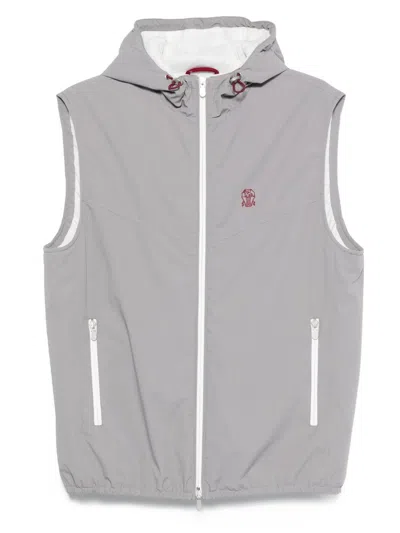 Brunello Cucinelli Men Nylon Vest In Gray