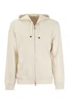 Brunello Cucinelli Zip-up Hooded Sweatshirt In Beige