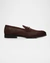 Brunello Cucinelli Men's Oiled Suede Bit Loafers In Burgundy