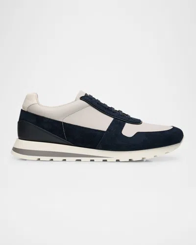 BRUNELLO CUCINELLI MEN'S OLIMPO LEATHER AND SUEDE SNEAKERS
