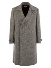 Brunello Cucinelli Men One-and-a-half-breasted Coat In Herringbone Virgin Wool In Multicolor