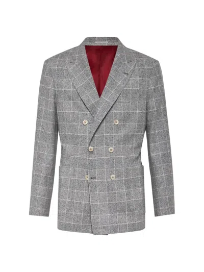 Brunello Cucinelli Men's One And A Half Breasted Deconstructed Blazer In Pearl Grey