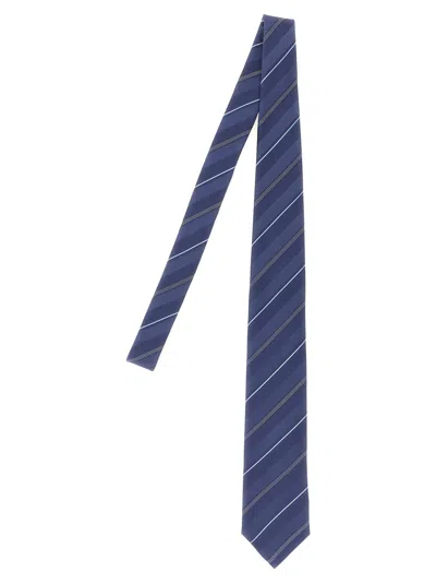 Brunello Cucinelli Slim Stripe Tie Tailored Contrast Stitching In Blue