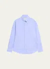 Brunello Cucinelli Men's Oxford Sport Shirt In Light Blue