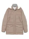 Brunello Cucinelli Wool Hooded Quilted Jacket In Brown