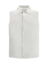 Brunello Cucinelli Men Padded Leather Vest In White