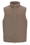 Brunello Cucinelli Quilted High Collar Sleeveless Vest In Brown